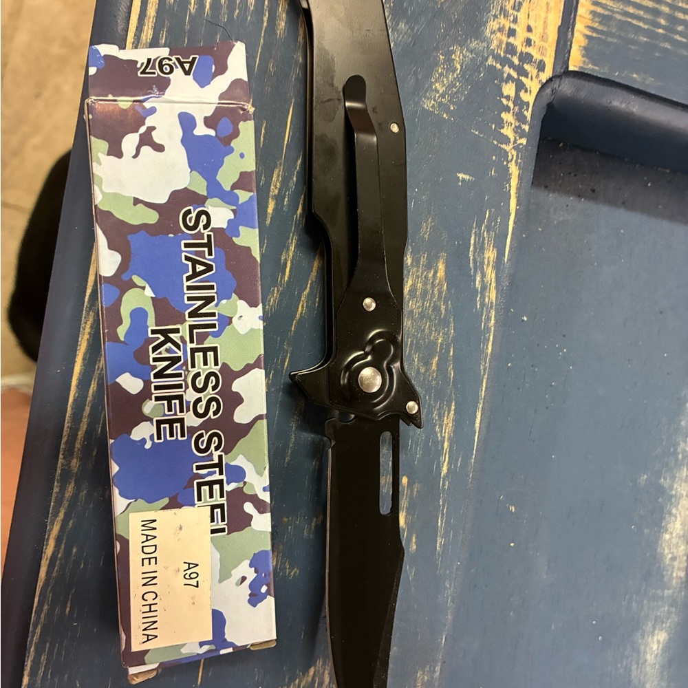 Black Stainless Steel Folding Knife - Men Accessories